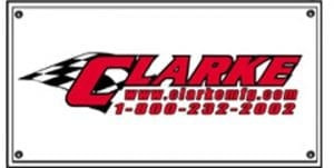 “CLARKE” Banner 24 X 48 Heavy duty weather resistant plastic with metal gromments #CB