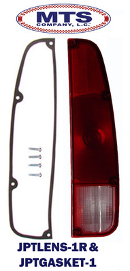 JEEP J-SERIES PU 1973-1987 RIGHT SIDE TAIL LIGHT LENS W/ GASKET & 4 SCREWS