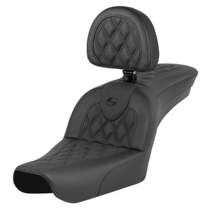 Saddlemen Road Sofa Lattice Stitch Seat - Harley-Davidson FXDWG Dyna Wide Glide (2004-2005) (With Backrest)