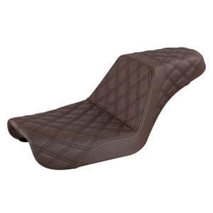 Saddlemen Step-Up Brown Front & Rear Lattice Stitch Seat - Harley-Davidson FXD Dyna (2004-2005)