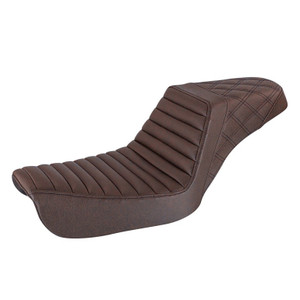 Saddlemen Step-Up Brown Tuck & Roll and Lattice Stitch Seat - Harley-Davidson FXD Dyna (2004-2005)