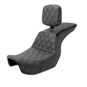 Saddlemen Tour Step-Up Front & Rear Lattice Stitch Seat - Harley-Davidson FXD/FXDWG/FLD Dyna (2006-2017) (With Backrest)