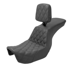 Saddlemen Tour Step-Up Front Lattice Stitch Seat - Harley-Davidson FXD/FXDWG/FLD Dyna (2006-2017) (With Backrest)
