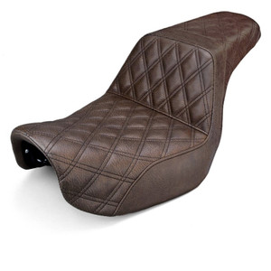 Saddlemen Step-Up Brown Front & Rear Lattice Stitch Seat - Harley-Davidson FXD/FXDWG/FLD Dyna (2006-2017)