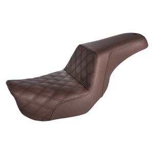 Saddlemen Step-Up Brown Front Lattice Stitch Seat - Harley-Davidson FXD/FXDWG/FLD Dyna (2006-2017)