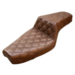 Saddlemen Step-Up Brown Front & Rear Lattice Stitch Seat - Harley-Davidson Sportster 3.3 Gal Tank/Forty-Eight (2004-2022)