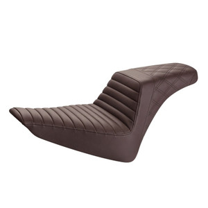 Saddlemen Step-Up Brown Tuck & Roll and Lattice Stitch Seat - Harley-Davidson FXS Blackline/FLS Softail Slim/FLSS Softail Slim S (2011-2017)