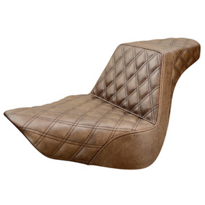 Saddlemen Step-Up Brown Front & Rear Lattice Stitch Seat - Harley-Davidson Fat Boy FLFB/FLFBS/Breakout (2018-2026)
