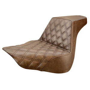 Saddlemen Step-Up Brown Front Lattice Stitch Seat - Harley-Davidson Fat Boy FLFB/FLFBS/Breakout (2018-2026)