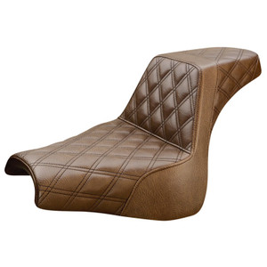 Saddlemen Step-Up Brown Front & Rear Lattice Stitch Seat - Harley-Davidson FXFB/FXFBS Fat Bob (2018-2024)