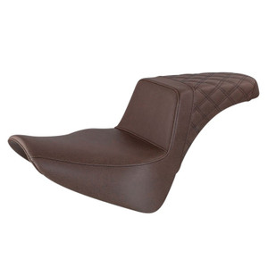 Saddlemen Step-Up Brown Rear Lattice Stitch Seat - Harley-Davidson Softail FLDE/FLHC/FLHCS/FLSL (2018-2026)