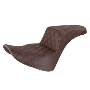 Saddlemen Step-Up Brown Front & Rear Lattice Stitch Seat - Harley-Davidson Softail FLDE/FLHC/FLHCS/FLSL (2018-2026)