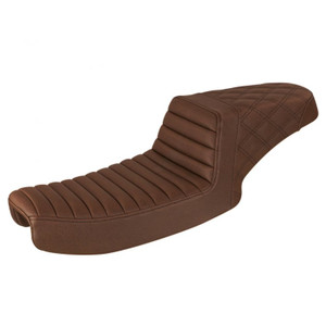 Saddlemen Step-Up Brown Tuck & Roll and Lattice Stitch Seat - Harley-Davidson FXDB/FXDC/FXDL/FXD Dyna (1991-1995)