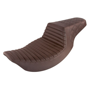 Saddlemen Step-Up Brown Tuck & Roll and Lattice Stitch Seat - Harley-Davidson FLHR/FLHX Touring (1997-2007)
