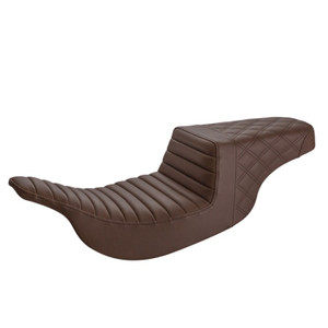 Saddlemen Step-Up Brown Tuck & Roll and Lattice Stitch Seat - Harley-Davidson FLHT/FLTR Touring (1997-2007)