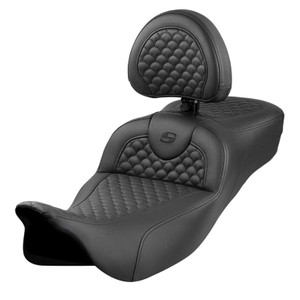 Saddlemen Road Sofa Dragon Scale Extended Reach Seat - Harley-Davidson FLHR/FLHT/FLHX/FLTR Touring (2008-2024) (With Backrest)