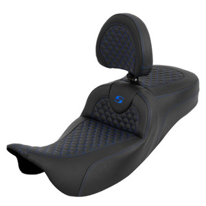 Saddlemen Road Sofa Dragon Scale Extended Reach Colored Stitch Seat - Harley-Davidson FLHR/FLHT/FLHX/FLTR Touring (2008-2025) (With Backrest)