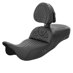 Saddlemen Road Sofa Honeycomb Stitch Heated Extended Reach Seat - Harley-Davidson FLHR/FLHT/FLHX/FLTR Touring (2008-2025)