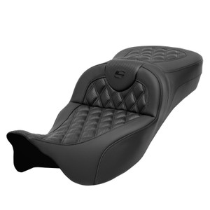 Saddlemen Road Sofa Lattice Stitch Carbon Fiber Look Extended Reach Seat - Harley-Davidson FLHR/FLHT/FLHX/FLTR Touring (2008-2024)