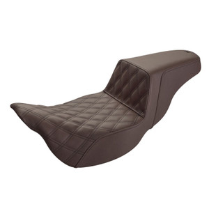 Saddlemen Step-Up Brown Front Lattice Stitch Extended Reach Seat - Harley-Davidson FLHR/FLHT/FLHX/FLTR Touring (2008-2025)