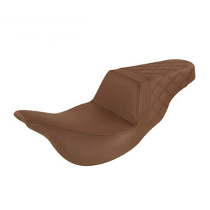 Saddlemen Step-Up Brown Rear Lattice Stitch Extended Reach Seat - Harley-Davidson FLHR/FLHT/FLHX/FLTR Touring (2008-2025)